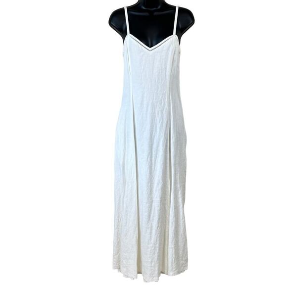 Vintage Mondi V-Neck Flax Linen Blend Maxi Dress - Picture 1 of 11
